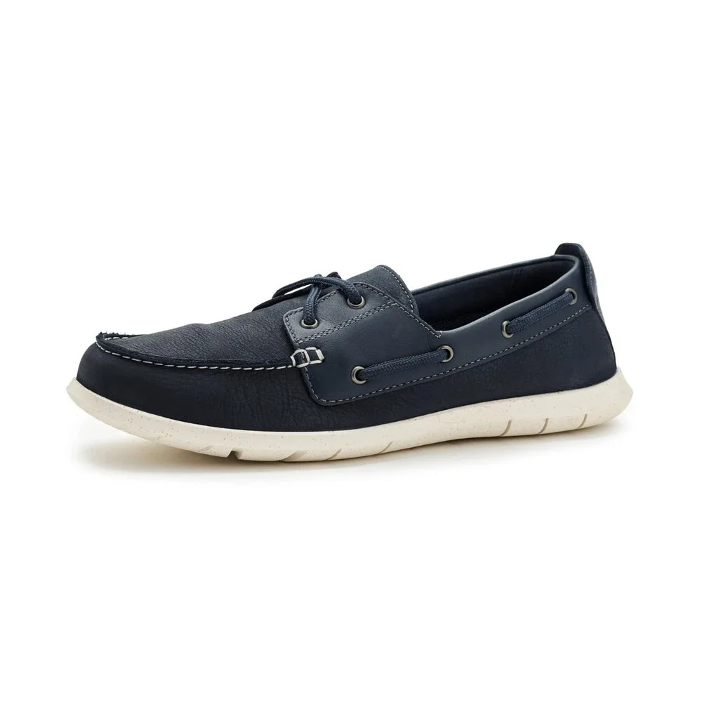 Clarks Flexway 26187416 Men's Navy Nubuck Moc Toe 2 Eye Casual Boat Shoe LIQ1475